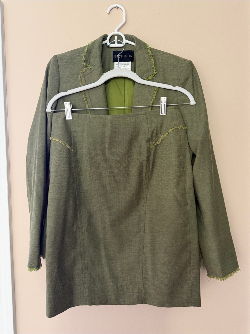 Etcetera Olive Fringe Trim Women's Blazer Jacket